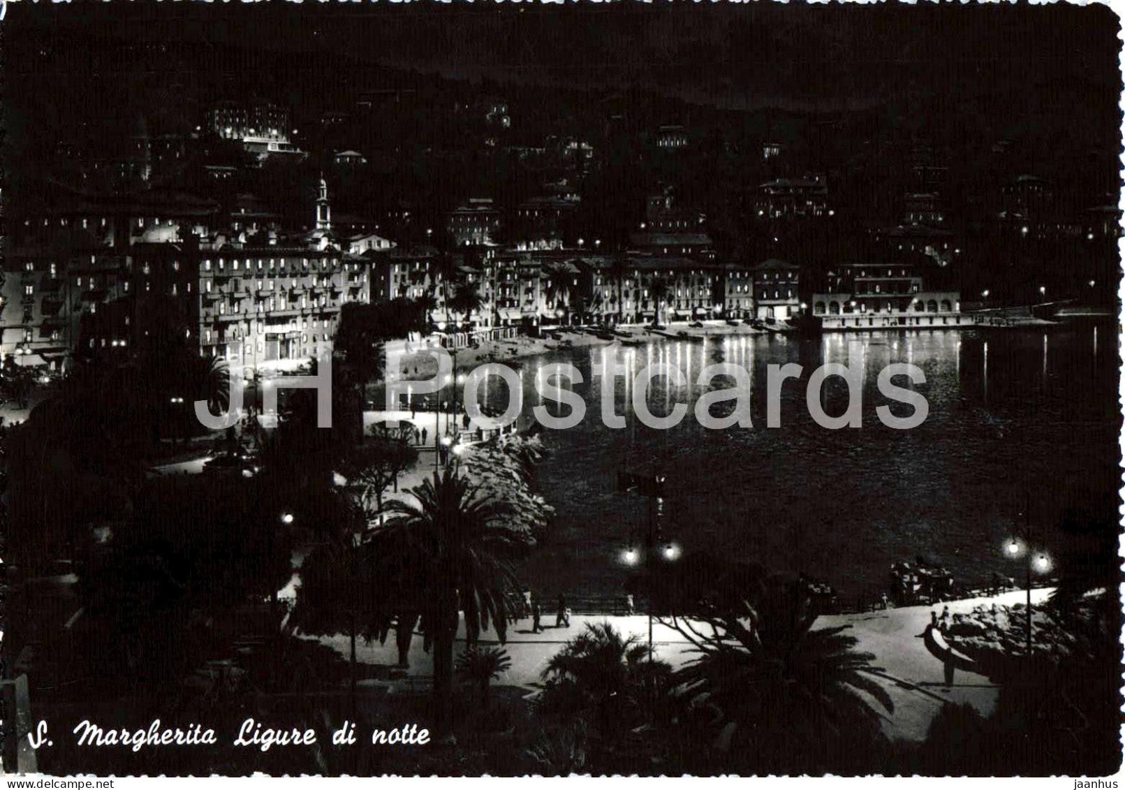 S. Margherita Ligure di notte - Santa Margherita Ligure at night - night view - Riviera - old postcard - Italy - used - JH Postcards