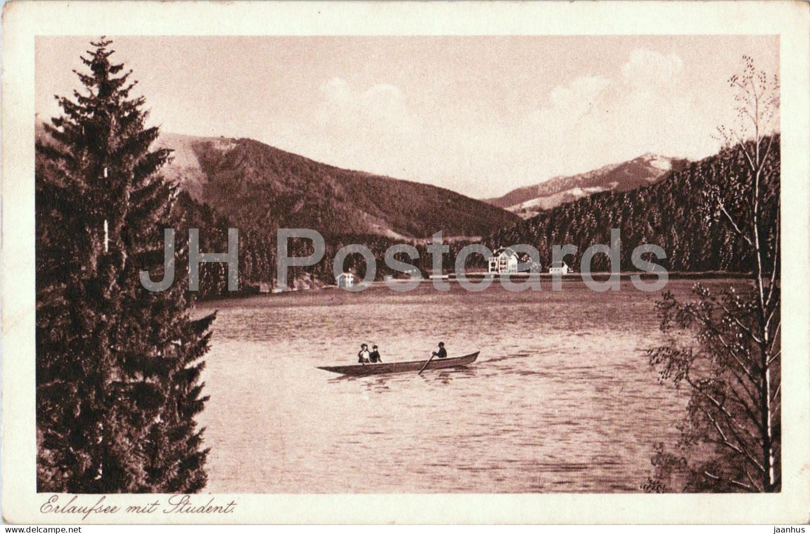 Erlaufsee mit Student - lake - mountains - boati - 1933 - Austria - unused - JH Postcards