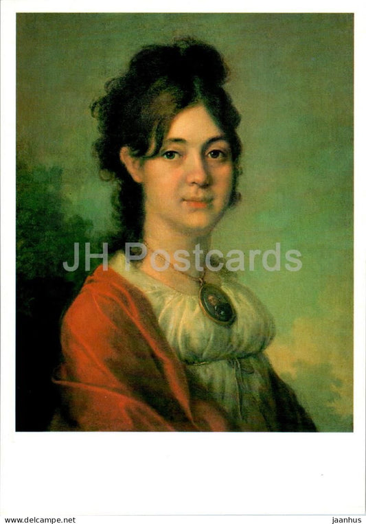 painting by V. Borovikovsky - Portrait of an Unknown Woman - Russian art - 1987 - Russia USSR - unused - JH Postcards