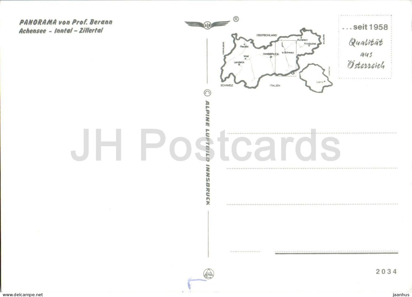 Panorama von Prof. Berann - Achensee - Inntal - Zillertal - Alpes - carte - montagnes - 2034 - Autriche - inutilisé 