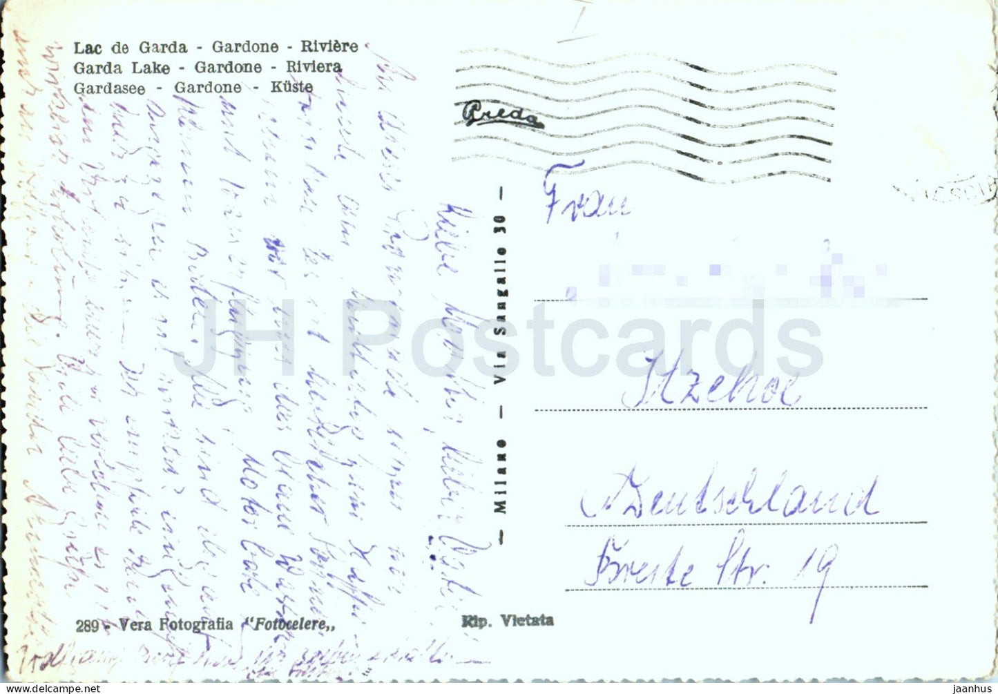 Gardasee - Gardone Riviera - Promenade - Gärten - Hotel - 289 - alte Postkarte - Italien - gebraucht