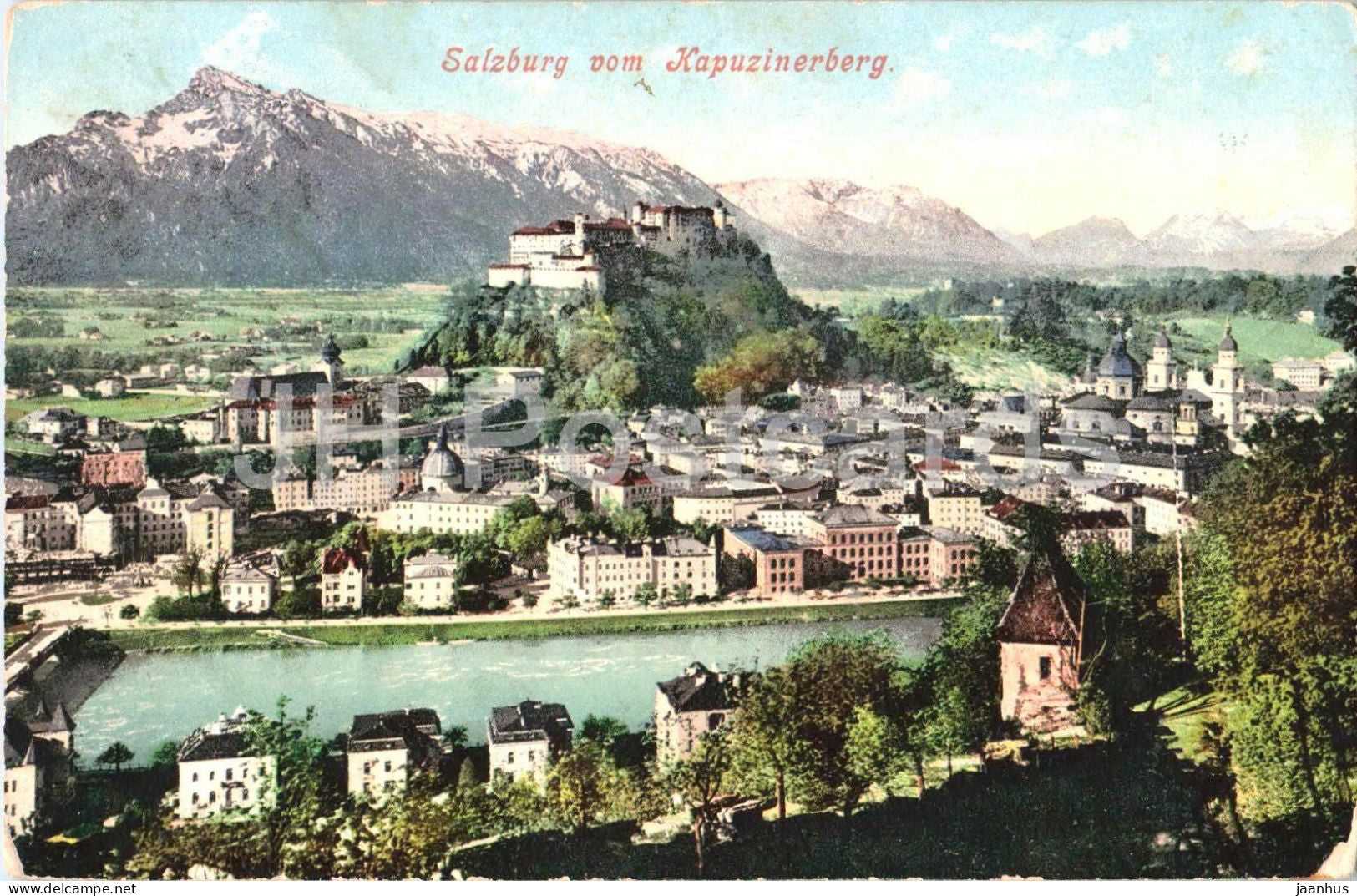 Salzburg vom Kapuzinerberg - 5913 - old postcard - 1908 - Austria - used - JH Postcards