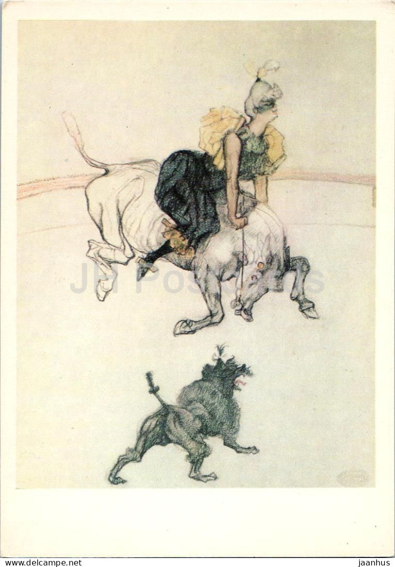 painting by Henri de Toulouse Lautrec - The Clowness - circus - French art - 1969 - Russia USSR - unused - JH Postcards