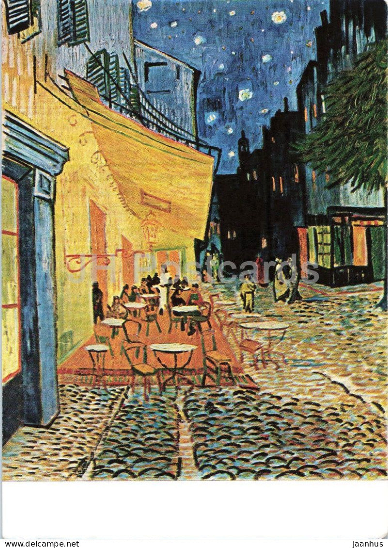 painting by Vincent van Gogh - Cafe Terrace at Night - Arles - Dutch art - 1964 - Netherlands - used - JH Postcards