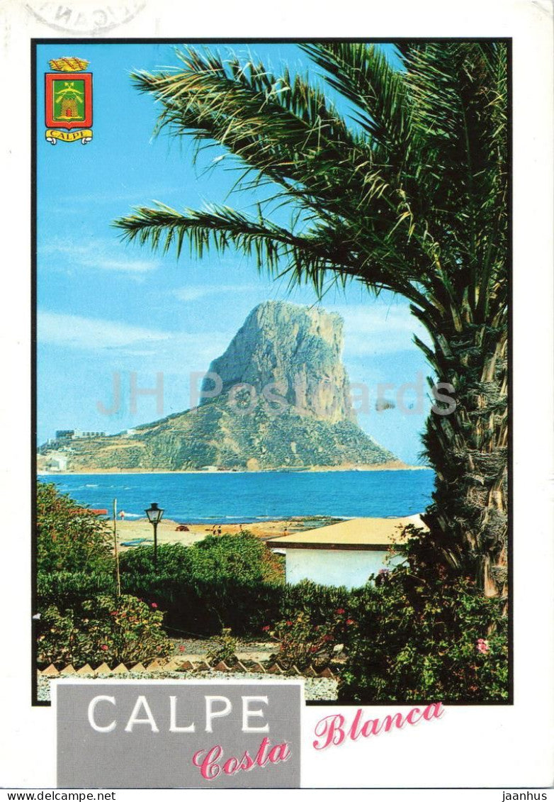Calpe - Alicante - Vista del Penon de Ifach - rock - palm tree - sea - 14 - 1995 - Spain - used - JH Postcards