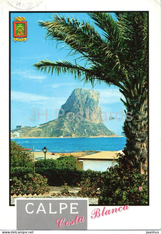 Calpe - Alicante - Vista del Penon de Ifach - rock - palm tree - sea - 14 - 1995 - Spain - used - JH Postcards