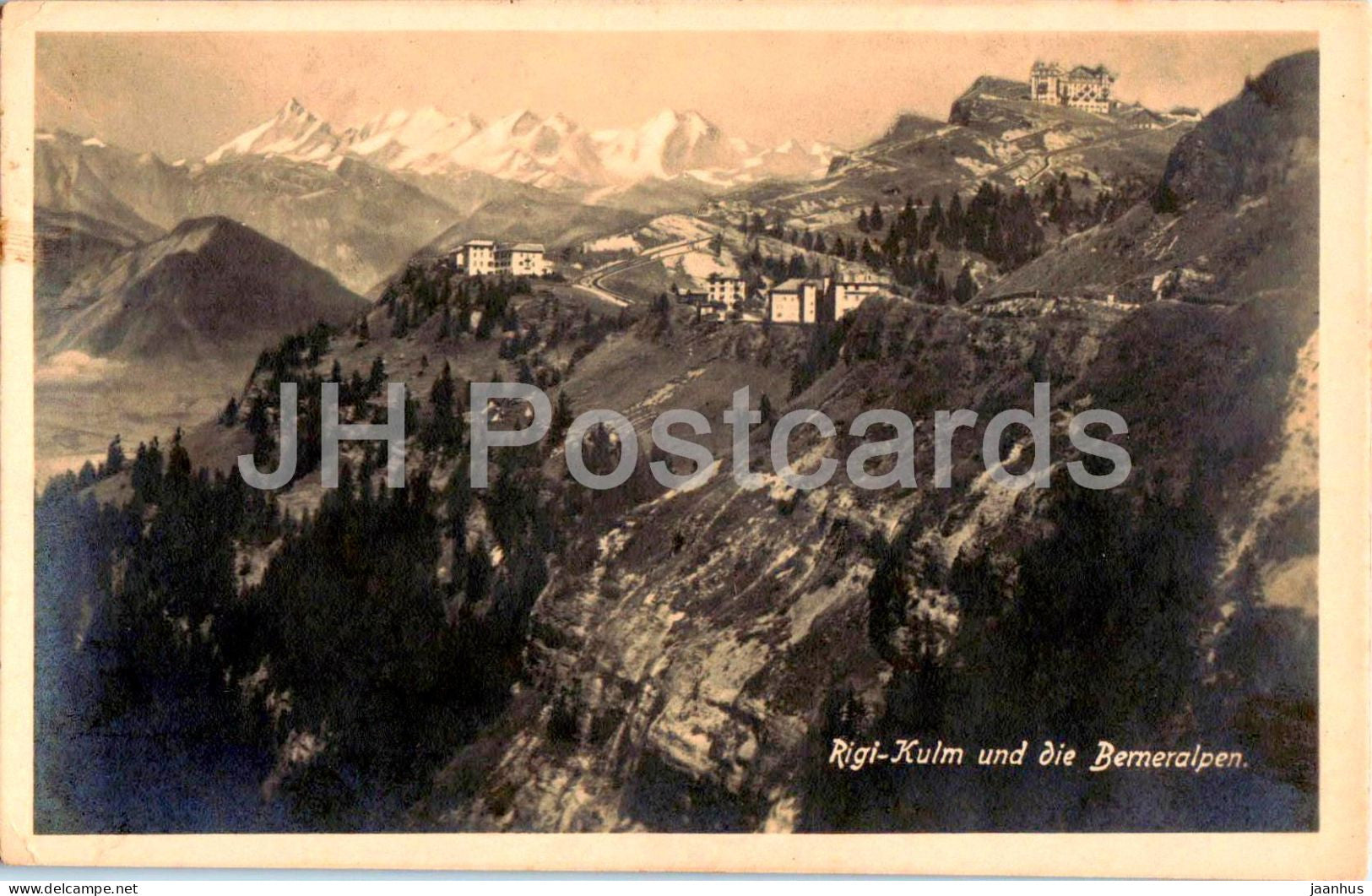 Rigi Kulm und die Berneralpen - mountains - 12 - old postcard - Switzerland - unused - JH Postcards
