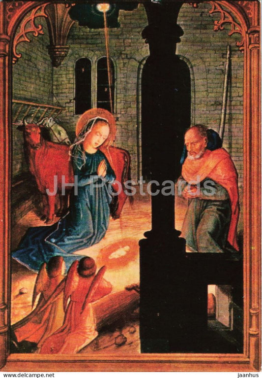 Flemish miniature painting - Adoration of the Child - Anbetung des Kindes - Flemish art - 1985 - Germany - used - JH Postcards