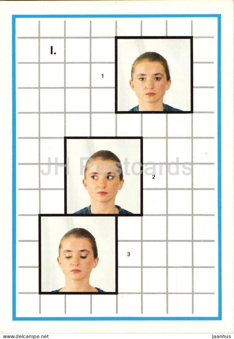 Eye Exercises - Yoga - gymnastics instruction card - 1990 - Slovakia - Czechoslovakia - unused - JH Postcards