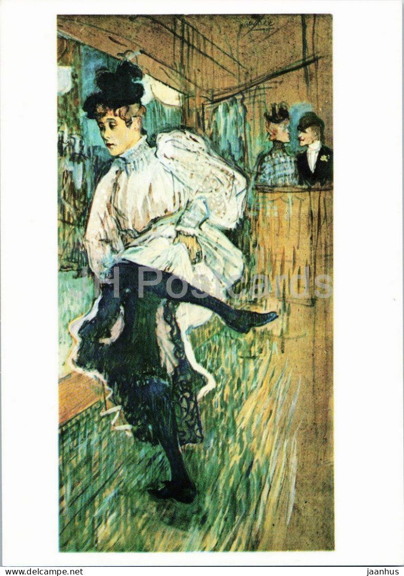 painting by Henri de Toulouse Lautrec - Jane Avril at the Moulin Rouge - French art - 1970s - Germany DDR - unused - JH Postcards