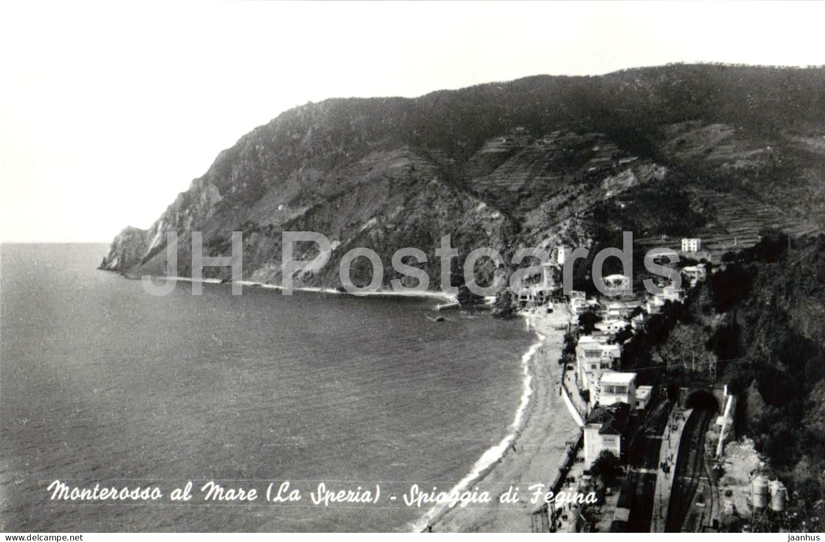 Monterosso al Mare La Spezia - Spiaggia di Fegina - seaside village - Liguria - beach - old postcard - Italy - unused - JH Postcards