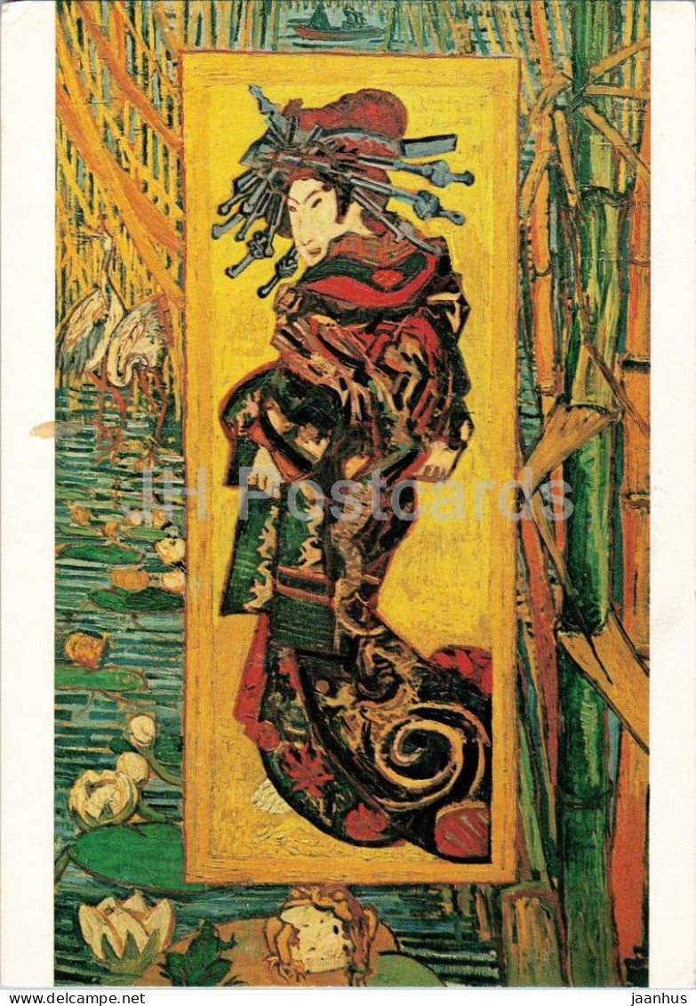 painting by Vincent van Gogh - Japanese Actor - Japonaiserie - birds - Dutch art - Netherlands - used - JH Postcards