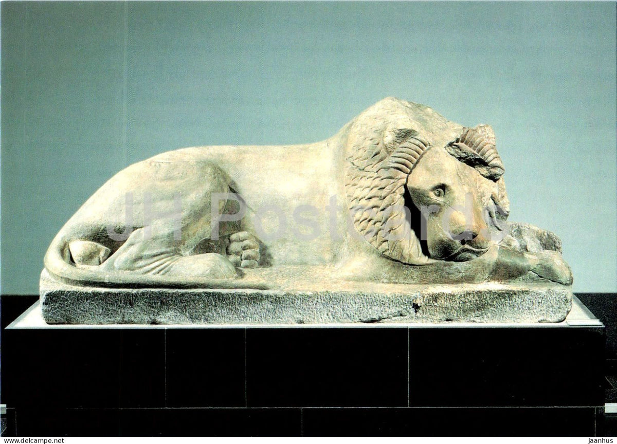 sculpture - Reclining Lion - Liegender Lowe - lion - ancient world - Greek art - PV 16 - Germany - unused - JH Postcards