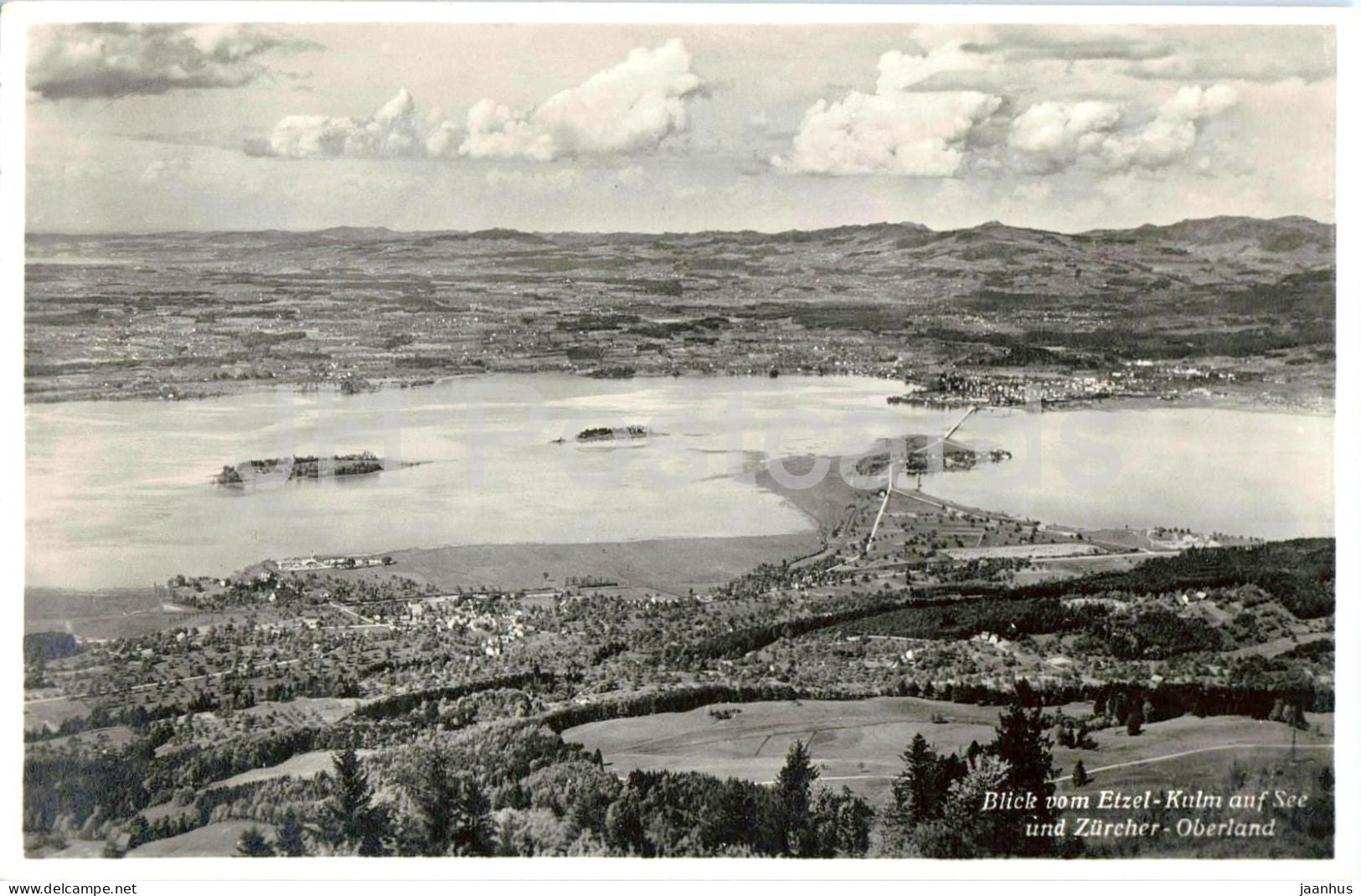 Blick vom Etzel Kulm auf See und Zurcher Oberland - panorama - 07315 - old postcard - Switzerland - used - JH Postcards
