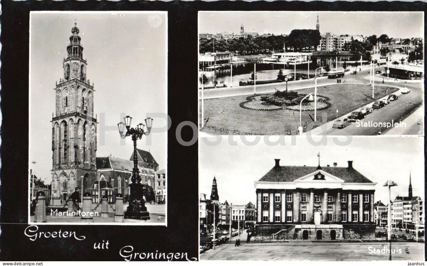 Groeten uit Groningen - Greetings - multiview - Martinitoren - Stadhuis - old postcard - Netherlands - unused - JH Postcards