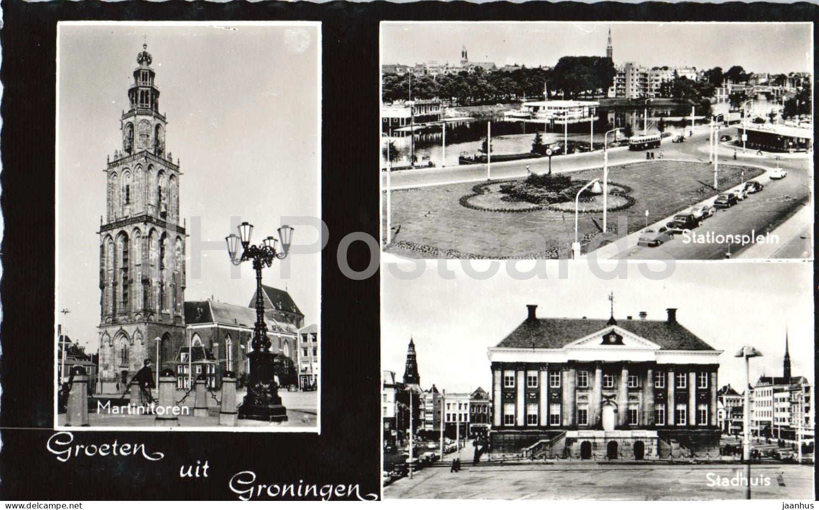 Groeten uit Groningen - Greetings - multiview - Martinitoren - Stadhuis - old postcard - Netherlands - unused - JH Postcards