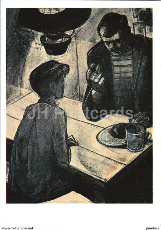 How the Steel Was Tempered by Ostrovsky - Pavel Korchagin and Zhukhray - illustration - 1974 - Russia USSR - unused - JH Postcards