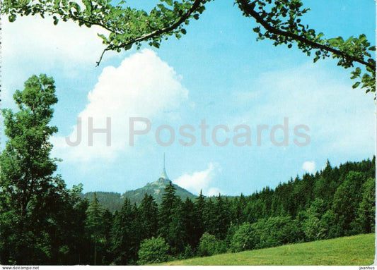 Jested mountain 1012 m - highest mountain - tower - forest - Czech Republic - Czechoslovakia - unused - JH Postcards