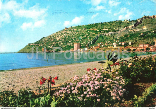 A view of Alanya Castle from the beach - 1986 - Turkey - used - JH Postcards