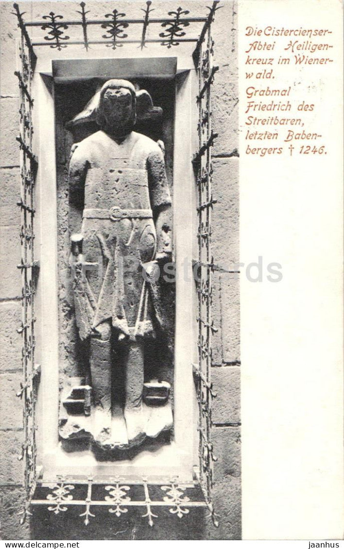 Die Cistercienser-Abtei Heiligenkreuz im Wienerwald Grabmal Friedrich des Streitbaren old postcard 1908 - Austria - used - JH Postcards