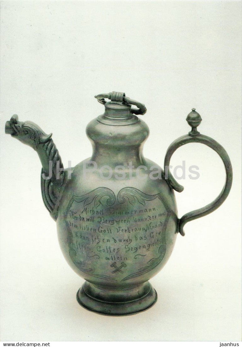pewter jug - Zinnkanne - Saxony 18th century - Deutsches Bergbau-Museum Bochum - Germany - unused - JH Postcards
