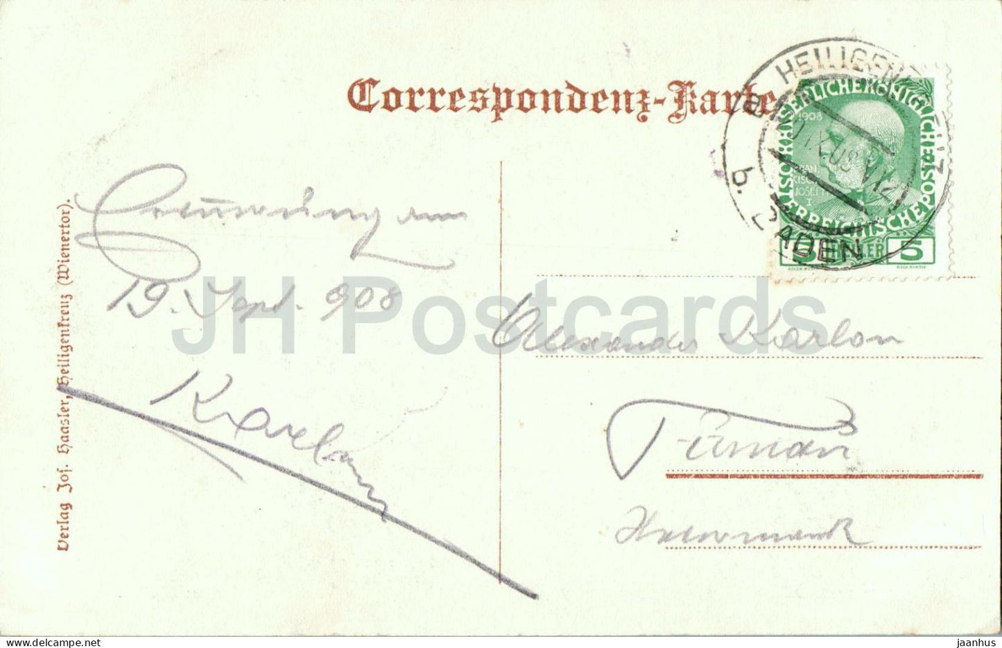 Die Cistercienser-Abtei Heiligenkreuz im Wienerwald Grabmal Friedrich des Streitbaren old postcard 1908 - Austria - used