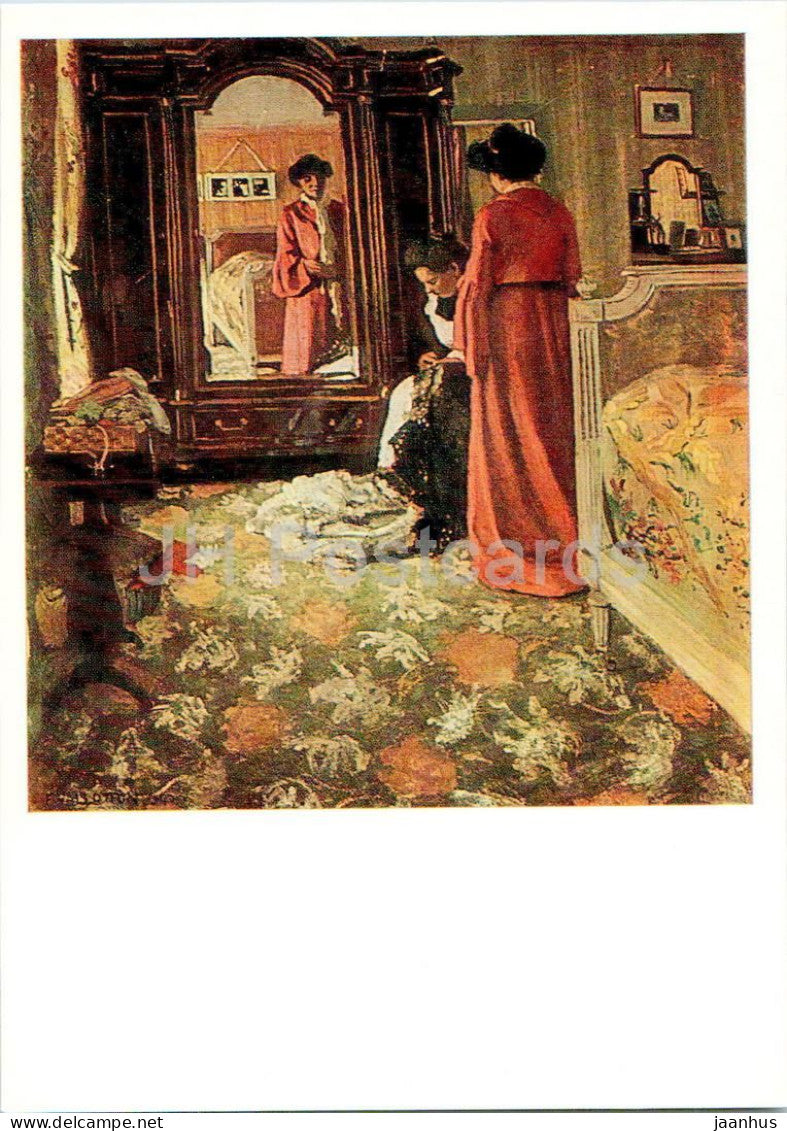 painting by Felix Vallotton - Interior with Two Women in Bedroom - Swiss art - 1985 - Russia USSR - unused - JH Postcards