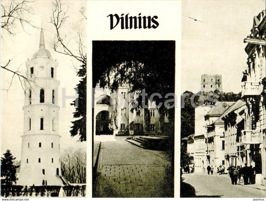 Vilnius - The Belfry in Gediminas square - Gorky street  - multiview - Lithuania USSR - unused - JH Postcards