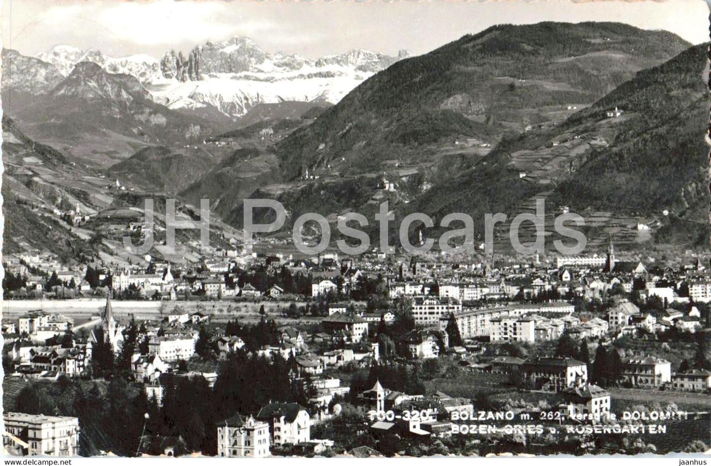 Bolzano m. 262 verso le Dolomiti - Bozen Rosengarten - Alps - mountains - old postcard - 1950s - Italy - used - JH Postcards