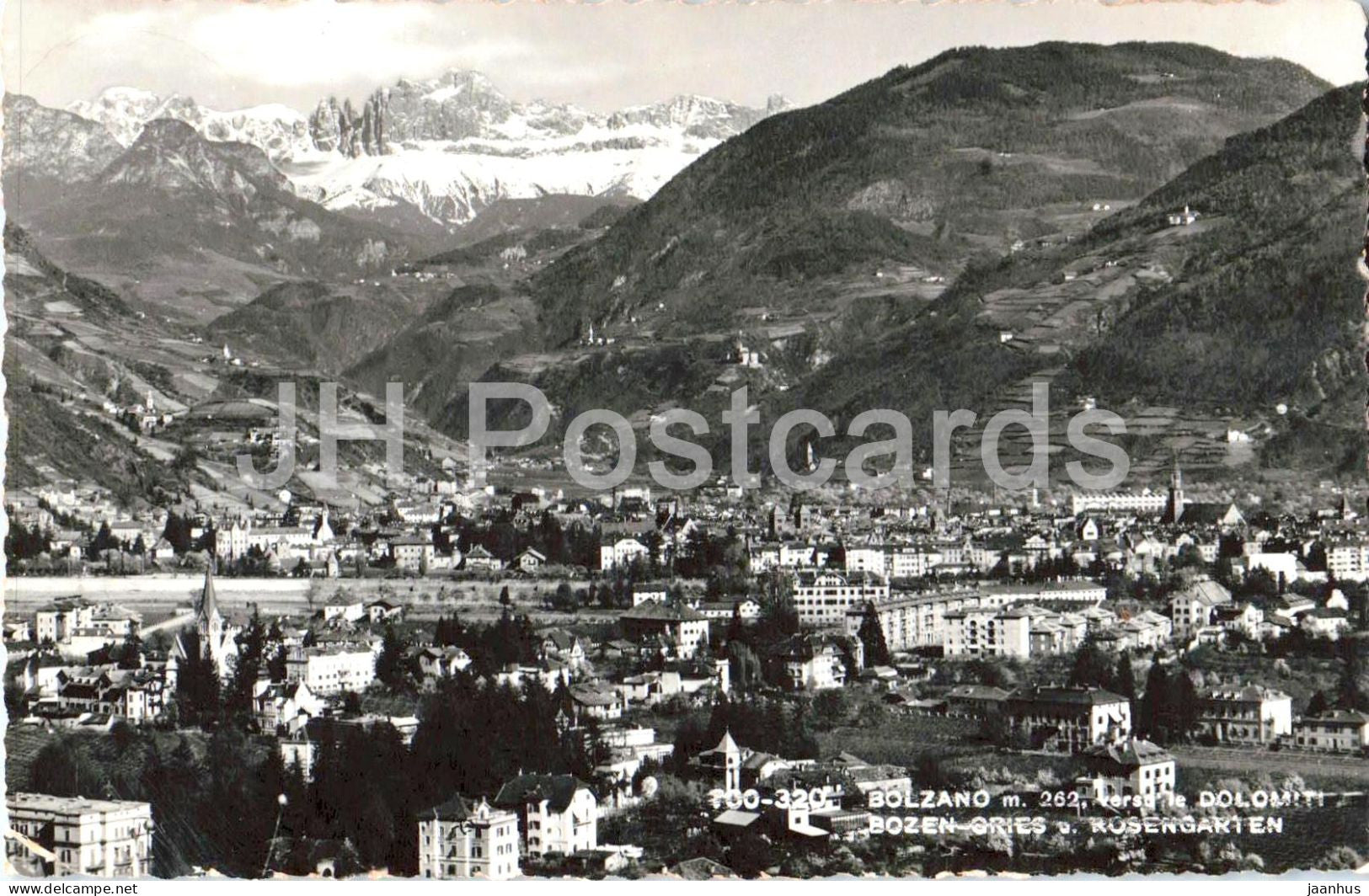 Bolzano m. 262 verso le Dolomiti - Bozen Rosengarten - Alps - mountains - old postcard - 1950s - Italy - used - JH Postcards