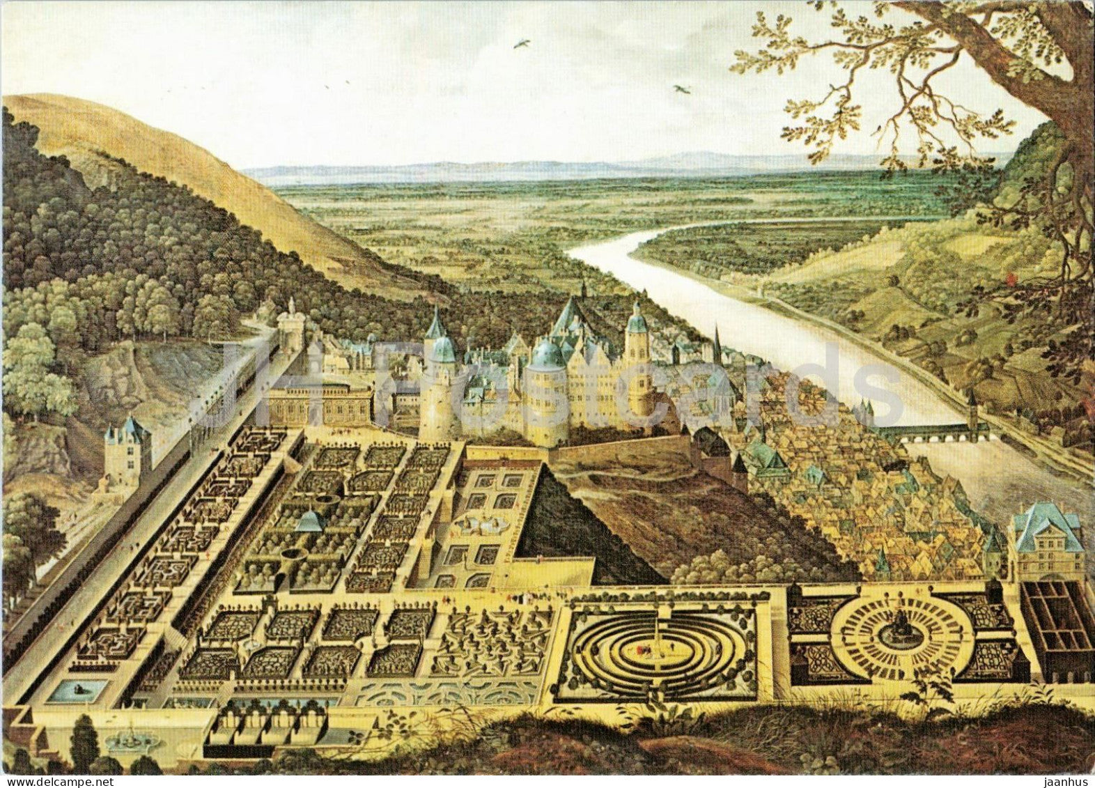 painting by Jacques Fouquieres - Hortus Palatinus in Heidelberg - Flemish art - 420 - 1970s - Germany - unused - JH Postcards