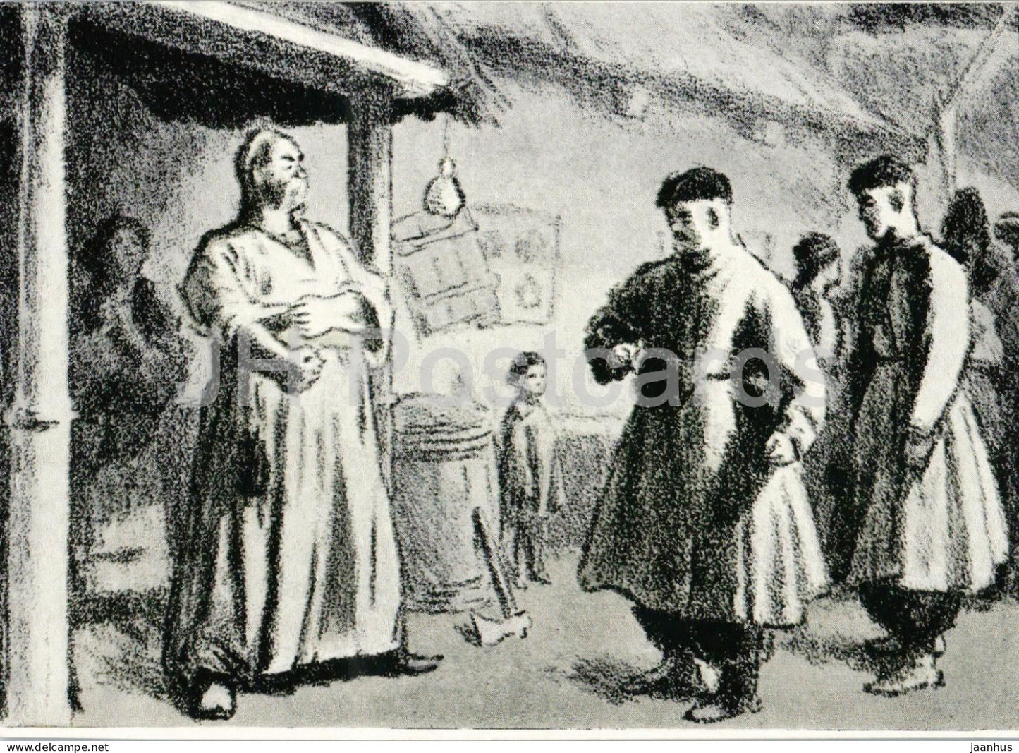 Taras Bulba by N. Gogol -  Zaporozhian Cossack - fight - illustration by E. Kibrik - 1960 - Russia USSR - unused - JH Postcards
