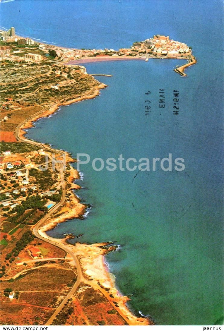 Peniscola Vista Aerea - aerial view - peninsula - coastal town - 39 - 1985 - Spain - used - JH Postcards