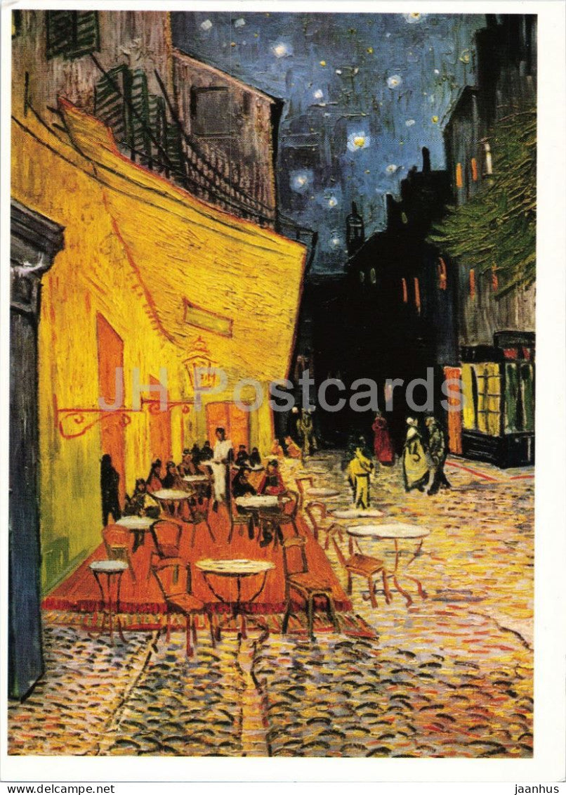 painting by Vincent van Gogh - The Cafe Terrace at Arles at Night - Dutch art - 2004 - United Kingdom - unused - JH Postcards