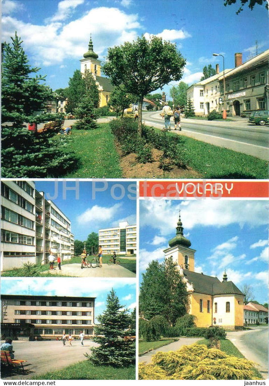 Volary Okres Prachatice - district Prachatice) - houses - church - multiview - Czech Republic - Czechoslovakia - unused - JH Postcards