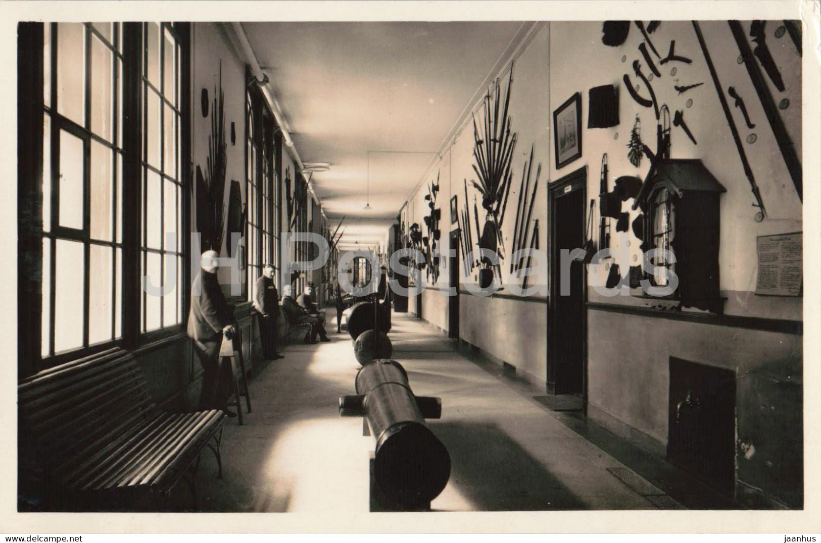 K.K.M.I. Bronbeek Museum - corridor - cannon - interior - old postcard - Netherlands - unused - JH Postcards