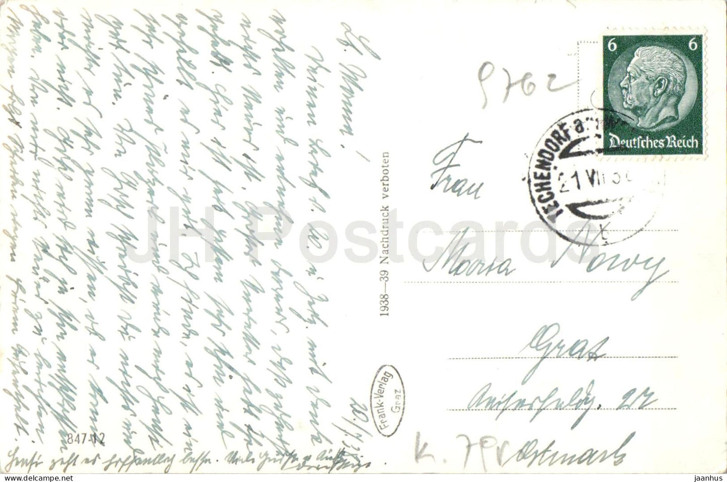 Gatschach am Weissensee 930 m Karnten - 847-12 - old postcard - 1938 - Austria - used