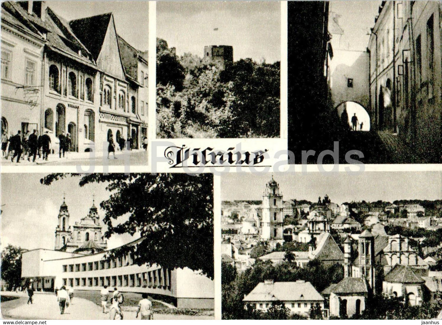Vilnius - Gorki street - Gediminas Castle - Vitas street - Secondary School - multiview - Lithuania USSR - unused - JH Postcards