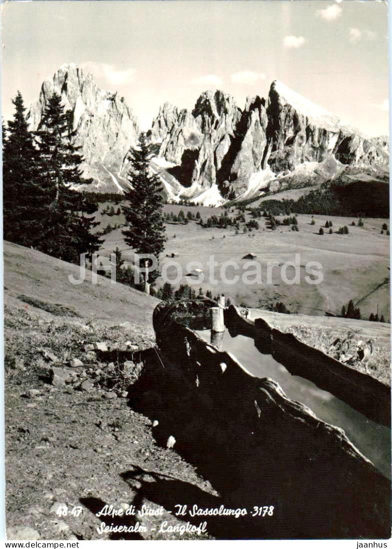 Alpe di Siusi - Il Sassolungo - Seiseralm - Langkofel - mountains - Alps - Dolomites - 48-47 old postcard - Italy - used - JH Postcards