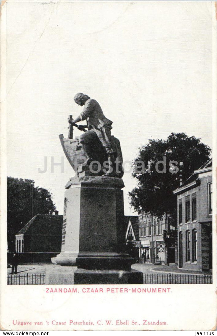 Zaandam - Czaar Peter monument - Peter The Great monument - old postcard - 1912 - Netherlands - used - JH Postcards