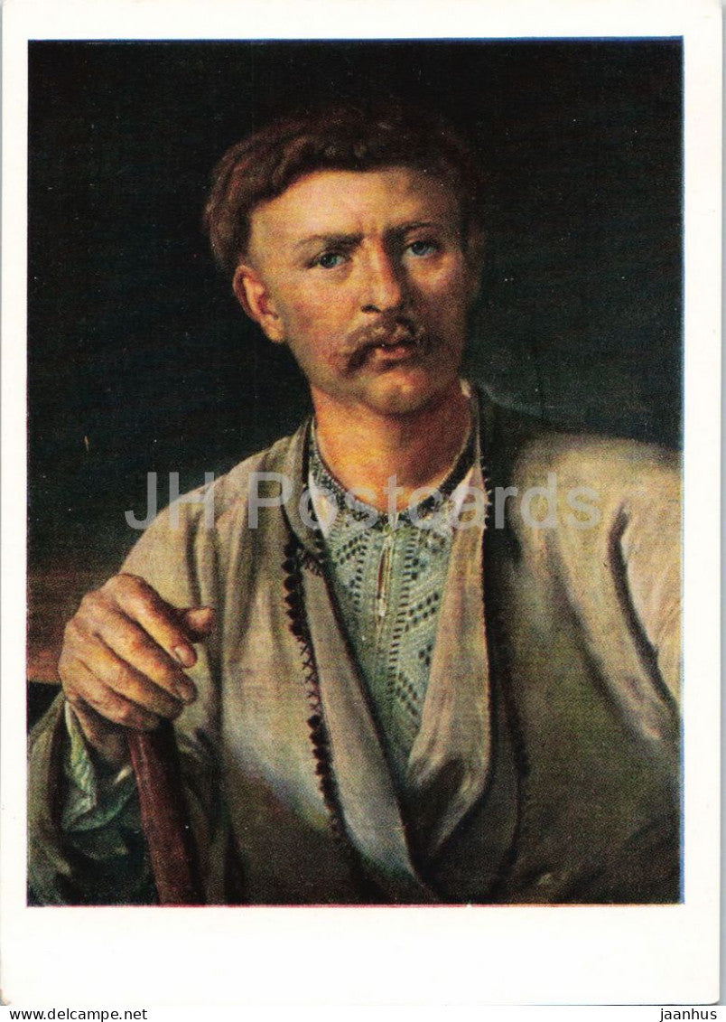painting by Vasily Tropinin - Ukrainian man - folk costumes - Russian art - 1961 - Russia USSR - unused - JH Postcards