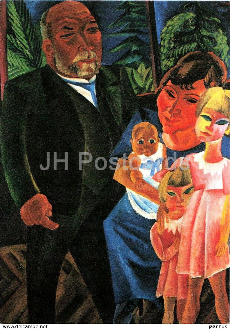 painting by Conrad Felixmuller - Family Portrait Kirchhoff - Familienbildnis Kirchhoff - German art - Germany - unused - JH Postcards