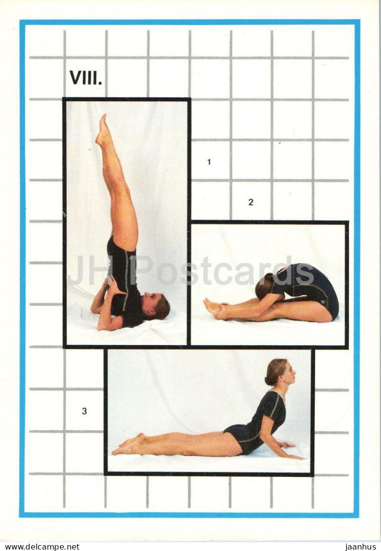 Yoga Poses - Asana - Yoga - gymnastics instruction card - 1990 - Slovakia - Czechoslovakia - unused - JH Postcards