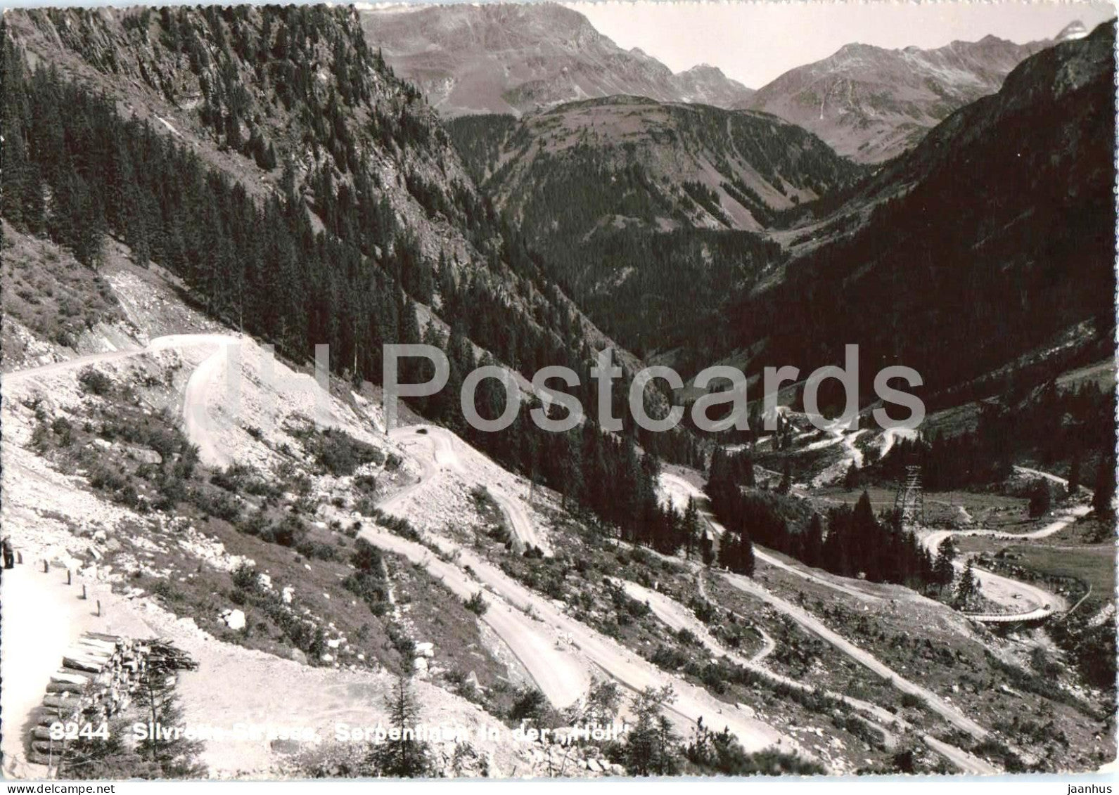 Silvretta Strasse - Serpentinen in der Hohe - mountain road - Alps - 3244 - old postcard - 1958 - Austria - used - JH Postcards