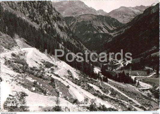 Silvretta Strasse - Serpentinen in der Hohe - mountain road - Alps - 3244 - old postcard - 1958 - Austria - used - JH Postcards
