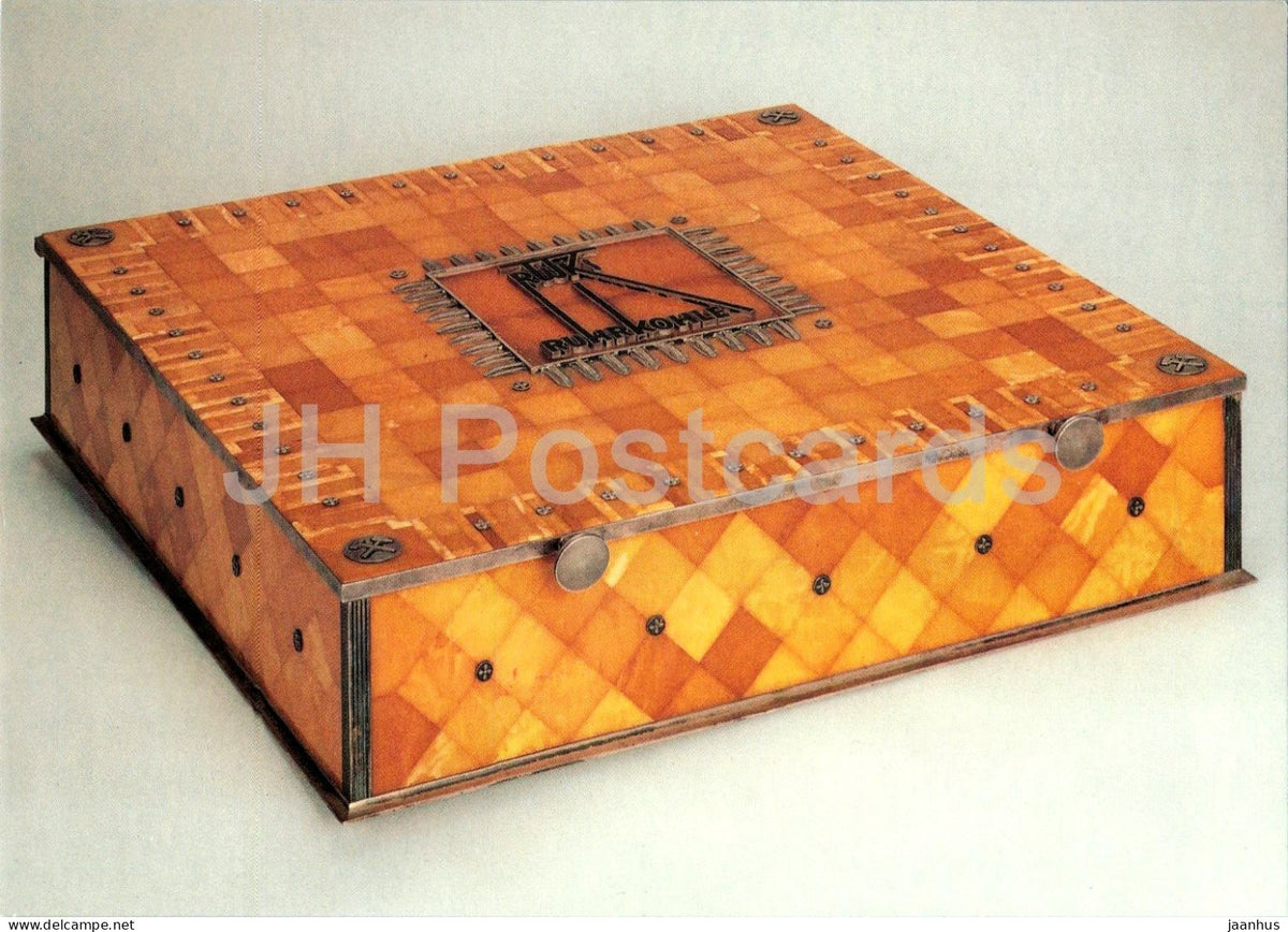 amber casket - Bernsteinkasten - Konigsberg amber manufactory - design Jan Holschuh 1937 - Germany - unused - JH Postcards
