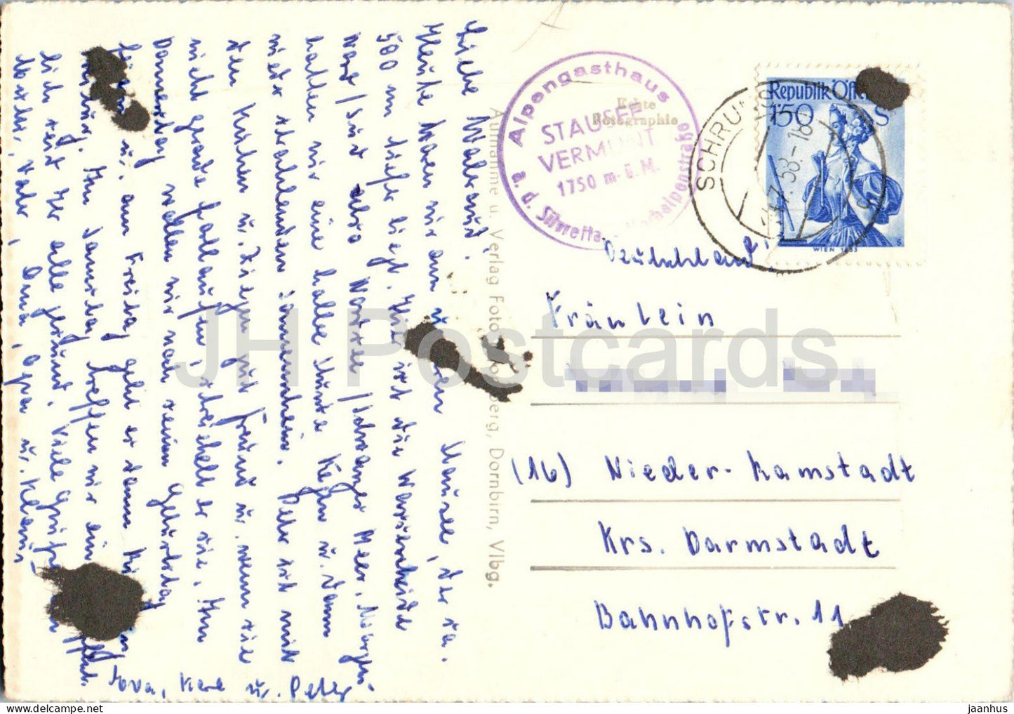 Silvrettastraße - Serpentinen in der Höhe - Bergstraße - Alpen - 3244 - alte Postkarte - 1958 - Österreich - gebraucht