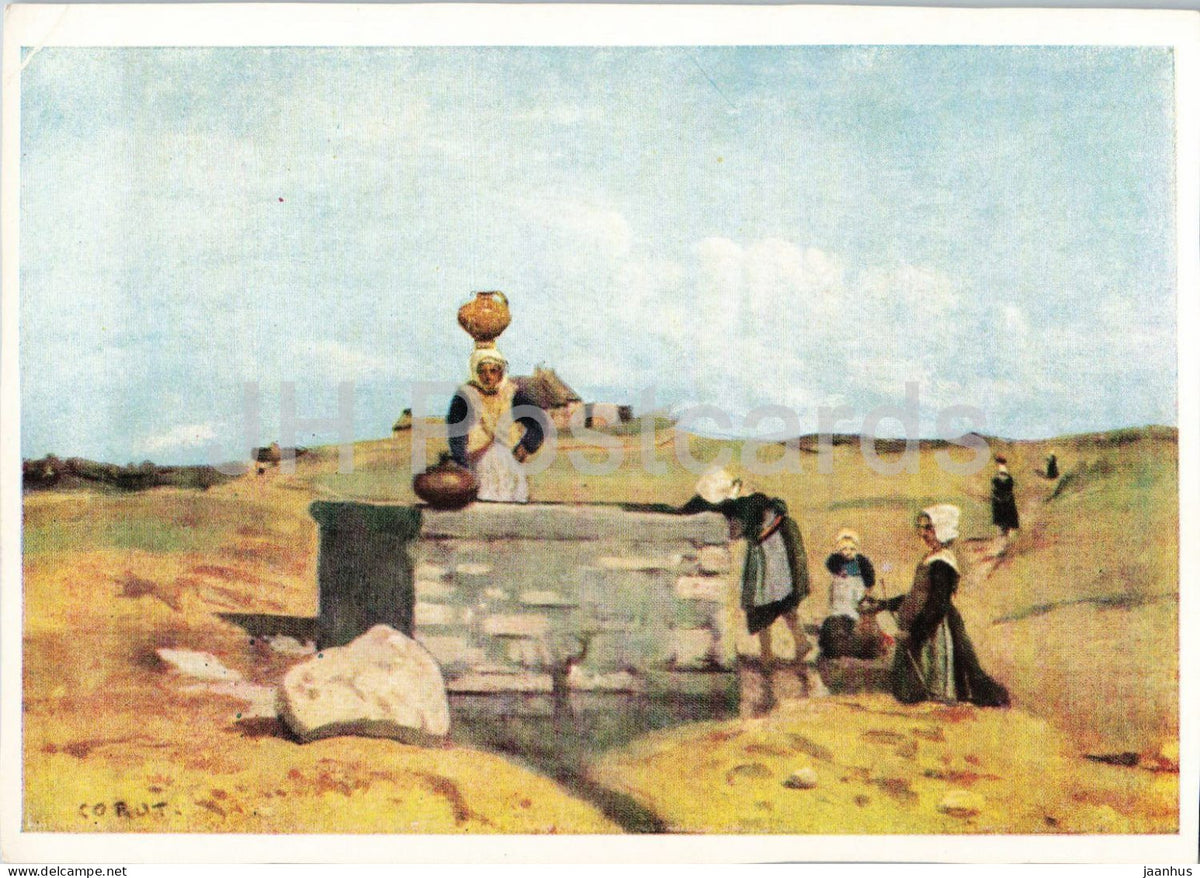 painting by Camille Corot - Breton women at the well - Bretoninnen am Brunnen - French art - France - unused - JH Postcards