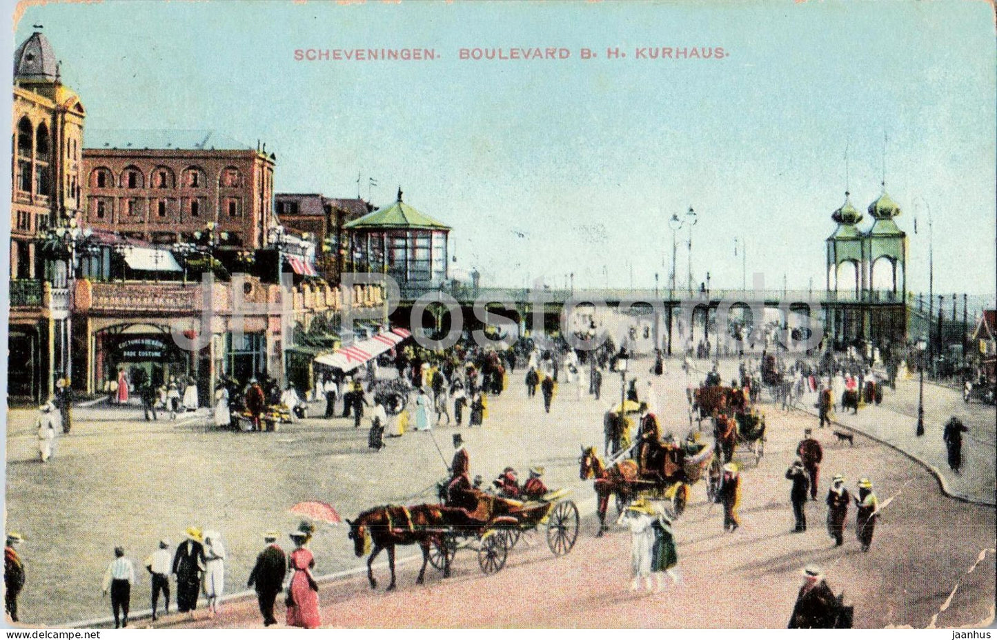 Scheveningen - Boulevard bij Kurhaus - horse carriage - seaside promenade - old postcard - 1916 - Netherlands - used - JH Postcards
