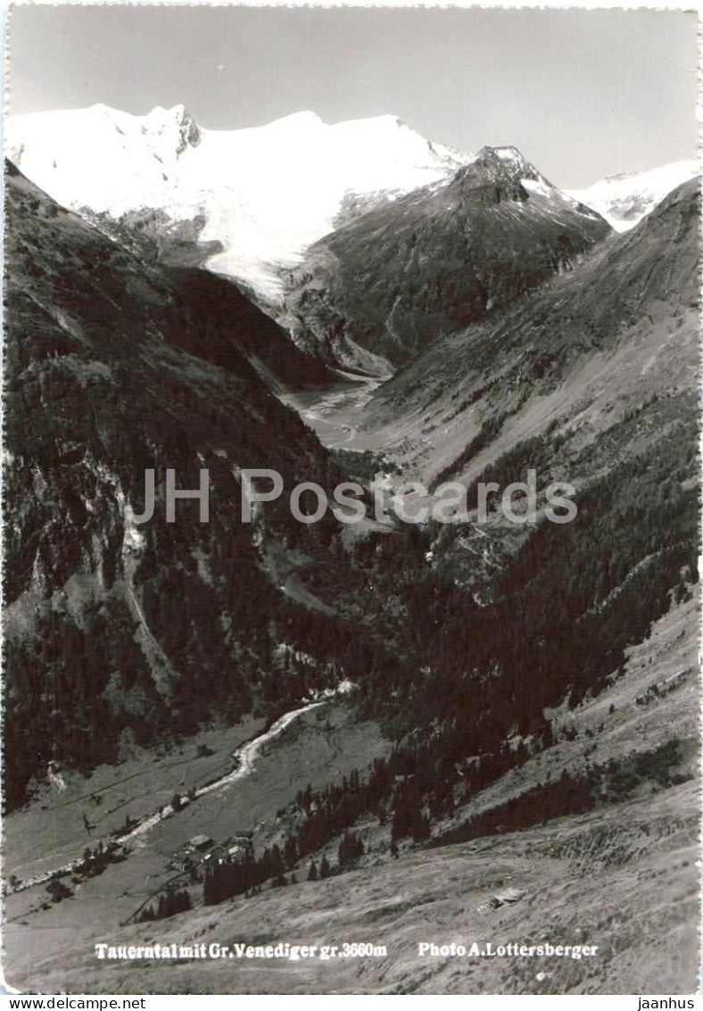 Tauerntal mit Gr. Venediger gr. 3660 m - mountain valley - glacier - alpine panorama - old postcard - Austria - unused - JH Postcards